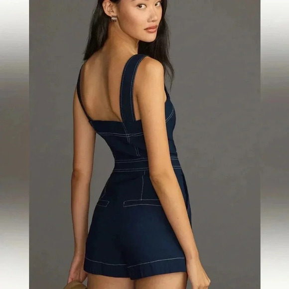 Maeve Denim Edition Colette The Portside Button-Front Romper Size 12 NWT - Picture 2 of 6
